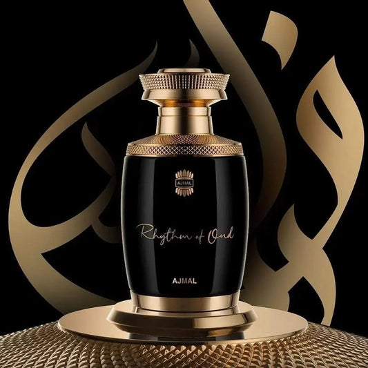 Ajmal Rhythm Of Oud Eau De Parfum Unisex 75ml Bottle and Packaging