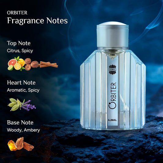 Ajmal Orbiter Eau De Parfum Unisex 100ml Bottle and Packaging
