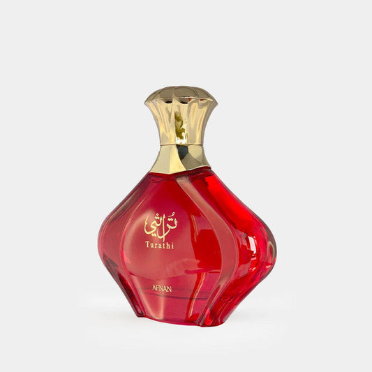 Afnan Turathi Red Eau de Parfum 90ml Bottle Slightly Tilted