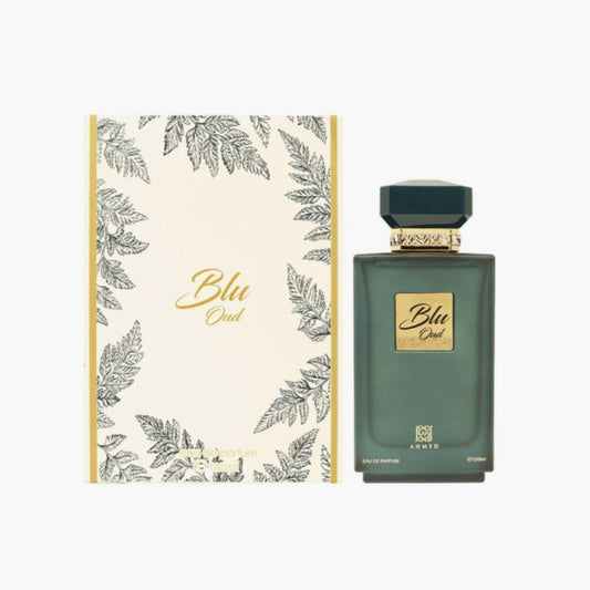 Ahmed Al Maghribi Blu Oud Eau de Parfum 100ml Bottle and Box