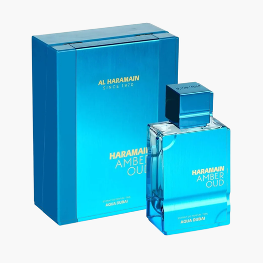 Al Haramain Amber Oud Aqua Dubai Extrait De Parfum Unisex 120ml Bottle and Packaging