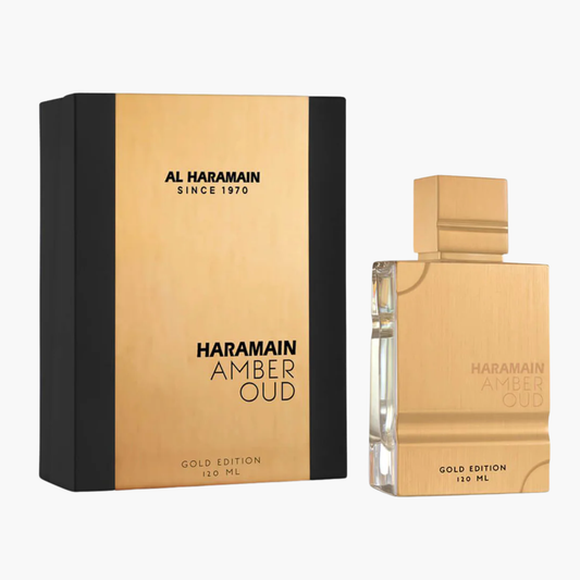 Al Haramain Amber Oud Gold Edition Eau De Parfum Unisex 120ml Bottle and Packaging