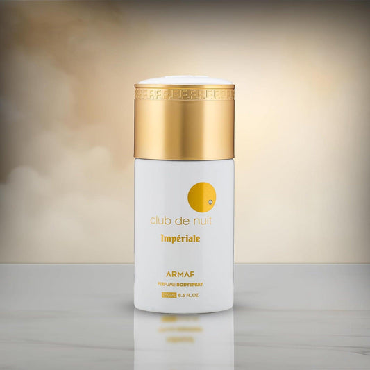 Armaf Club De Nuit Imperiale body spray bottle with gold cap.