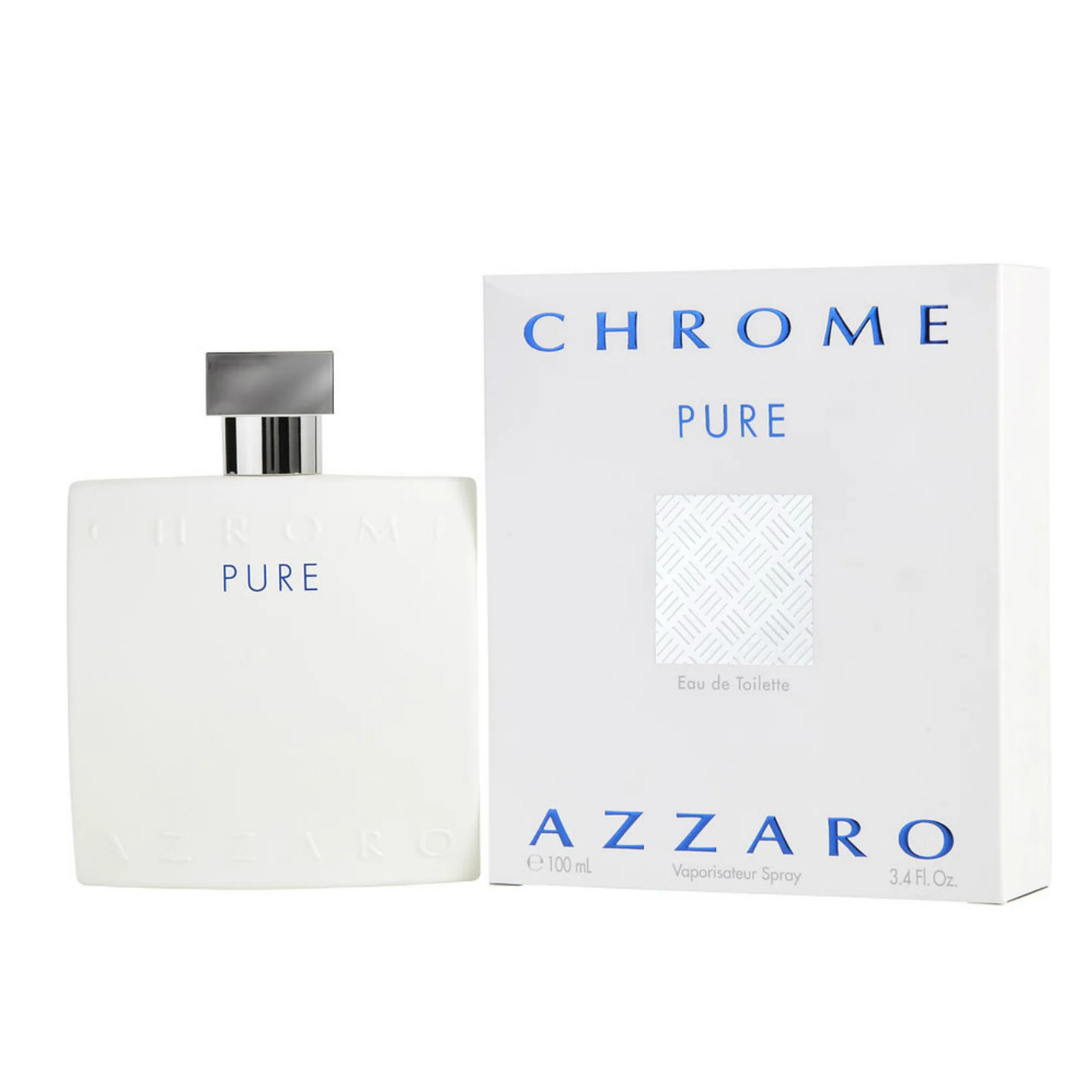 Azzaro Chrome Pure Eau De Toilette For Men 100ml Bottle and Packaging