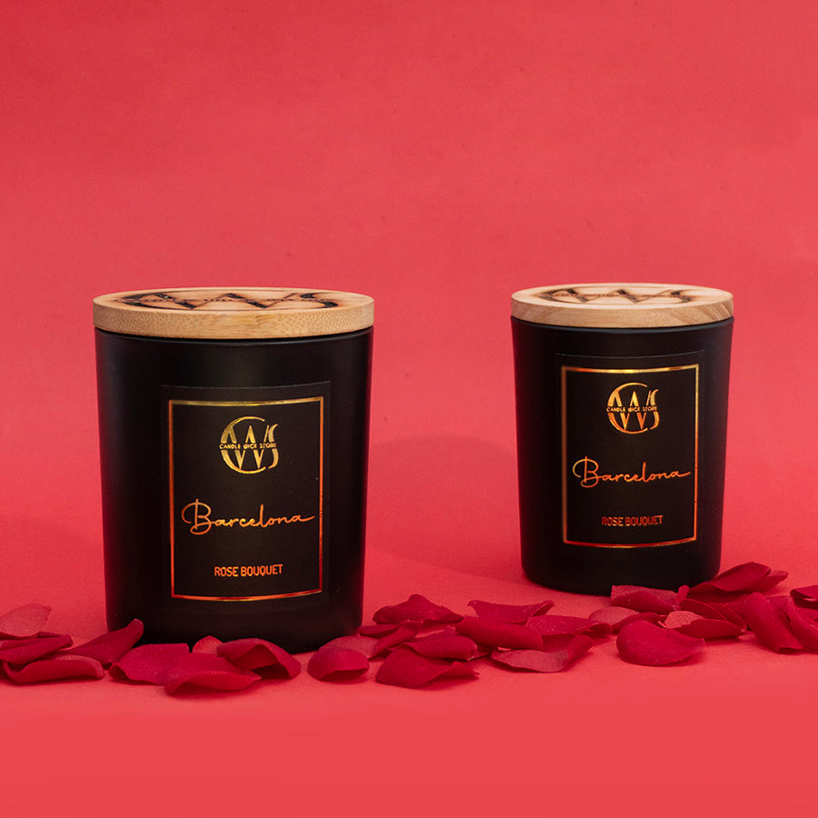 Candle Wick Store Barcelona Candle with Rose Bouquet Scent Back View