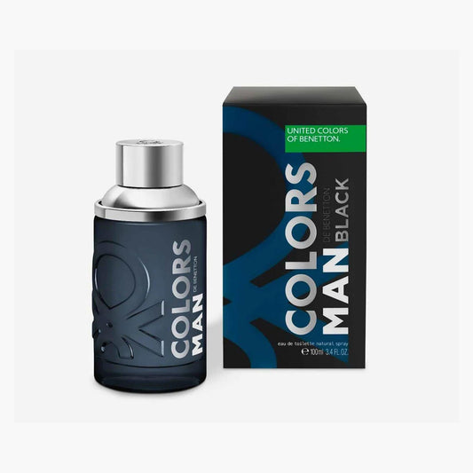 Benetton Colors Man Black Eau de Toilette 100ml Bottle and Box