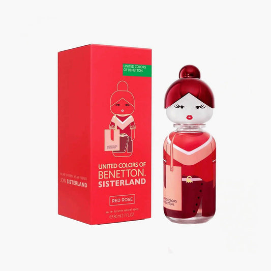Benetton Sisterland Red Rose Eau de Toilette 80ml Bottle and Box