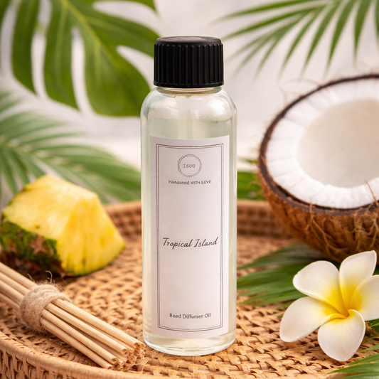 Candle Wick Store Tropical Island Diffuser Refill Oil 120ml Bottle and Packaging