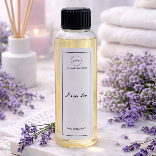 Candle Wick Store Lavender Reed Diffuser Refill Oil 120ml Bottle and Packaging