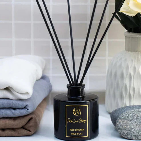 Candle Wick Store Fresh Linen Breeze Reed Diffuser 120ml Bottle and Packaging
