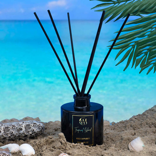 Candle Wick Store Tropical Island Reed Diffuser 120ml Bottle and Packaging