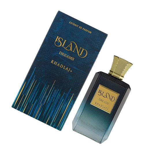 Khadlaj Island Dreams Extrait De Parfum Unisex 100ml Bottle and Packaging