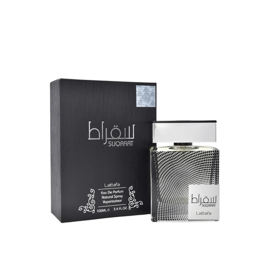 Lattafa Perfumes Lattafa Suqraat Eau De Parfum For Men 100ml Bottle and Packaging