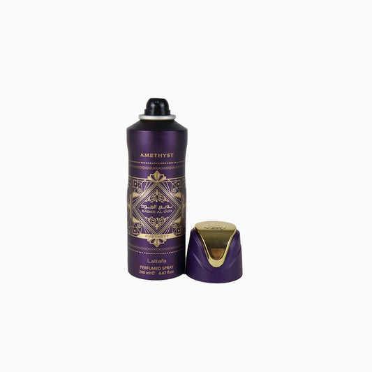 Lattafa Badee Al Oud Amethyst Perfumed Body Spray 200ml Bottle uncapped