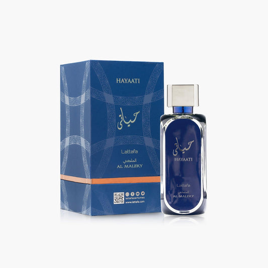 Lattafa Hayaati Al Maleky Eau de Parfum 100ml Bottle and Box