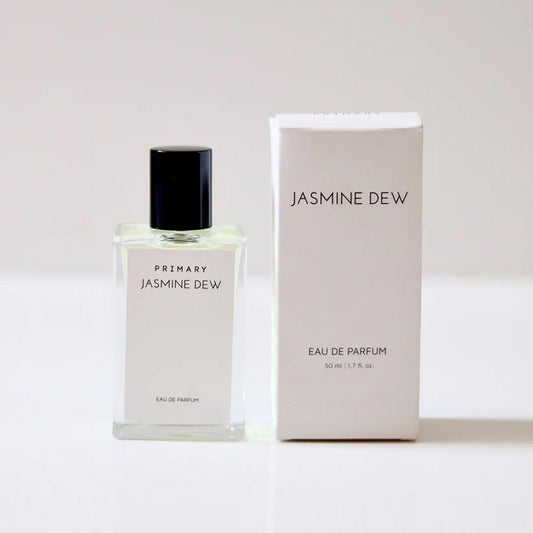 Primary Jasmine Dew Eau De Parfum 50ml bottle with matching white box on a clean white background