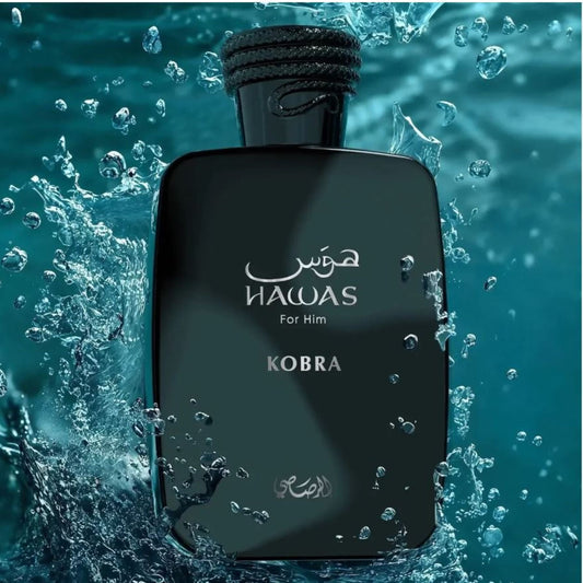 Rasasi Hawas Kobra Eau De Parfum For Men 100ml Bottle and Packaging