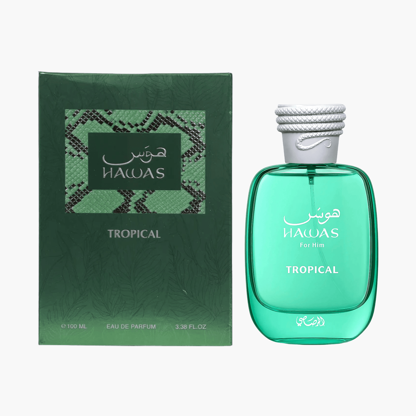 Rasasi Hawas Tropical Eau De Parfum For Men 100ml Bottle and Packaging