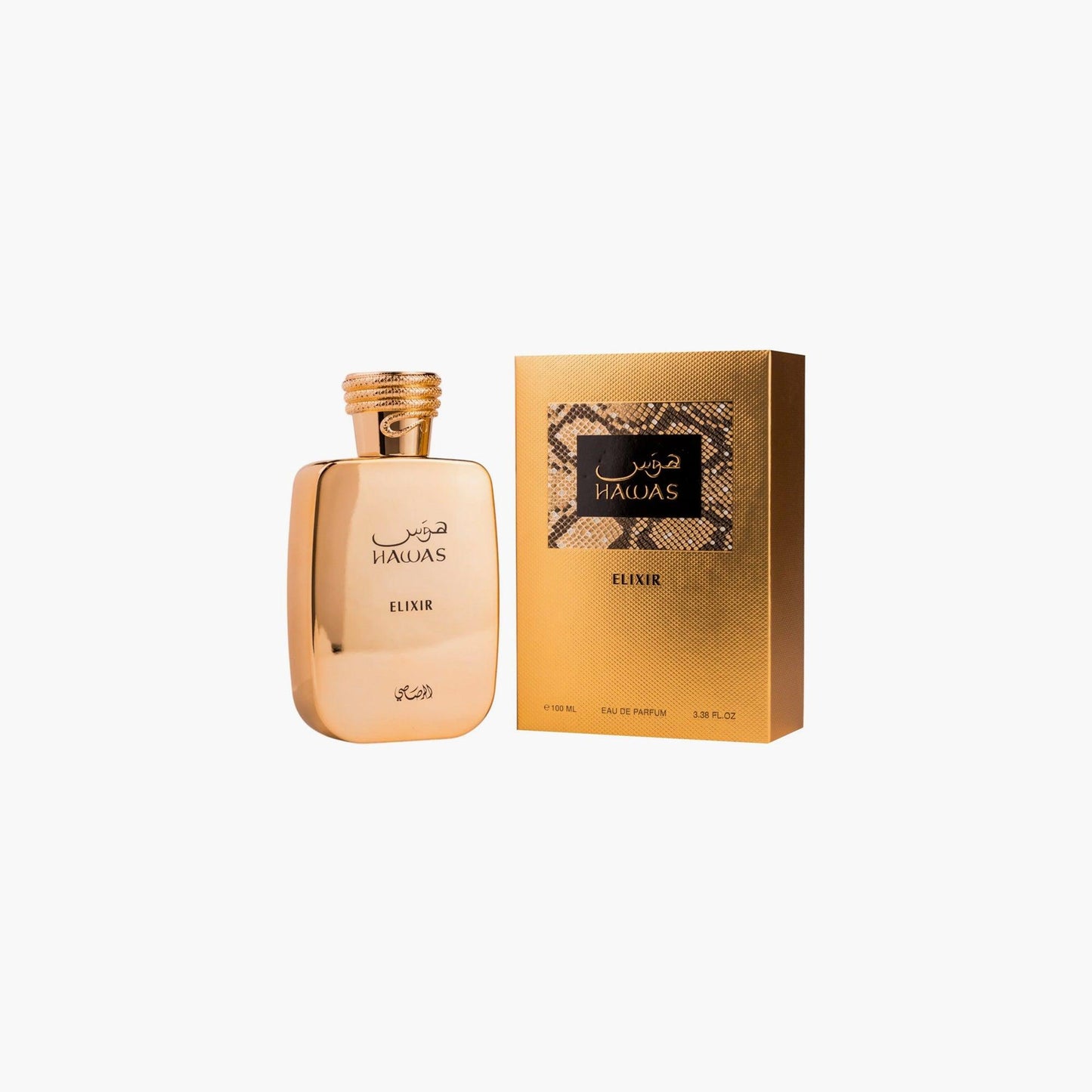 Rasasi Hawas Elixir Eau de Parfum 100ml Bottle and Box