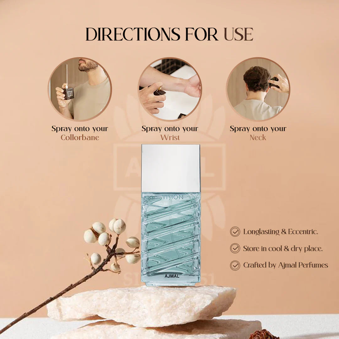 Ajmal Vision Eau De Parfum For Men 100ml Side View