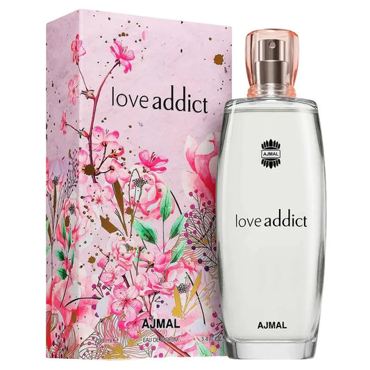 Ajmal Love Addict Eau De Parfum For Women 100ml Bottle and Packaging