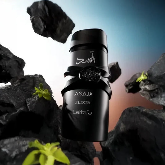Lattafa Perfumes Lattafa Asad Elixir Eau De Parfum For Men 100ml Bottle and Packaging