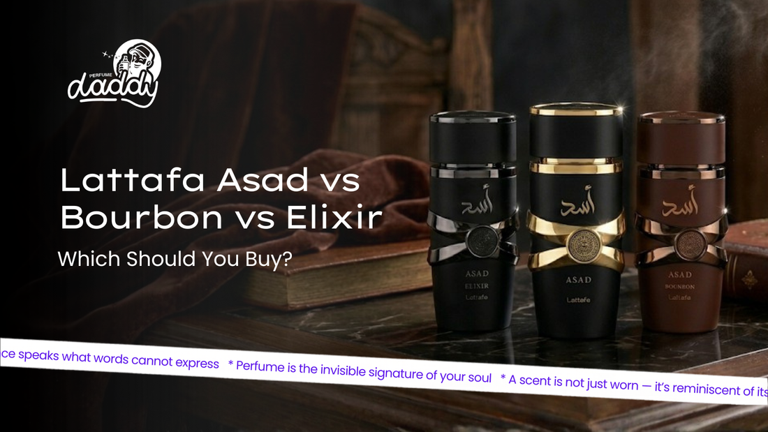 Lattafa Asad vs Asad Bourbon vs Asad Elixir comparison Pakistan 2026