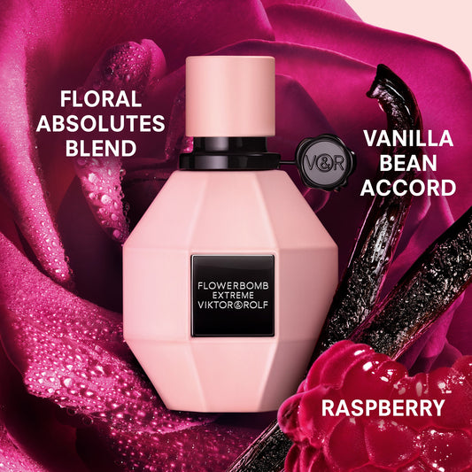 Viktor & Rolf Flowerbomb Extreme Intense Eau De Parfum For Women 100ml Bottle and Packaging