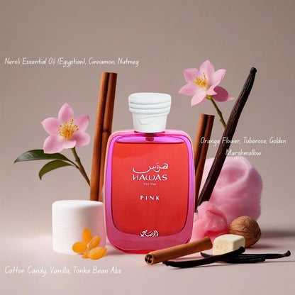 Rasasi Hawas Pink Eau De Parfum For Women 100ml Fragrance Notes and Details