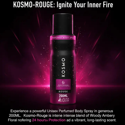 Asgharali Perfumes Asgharali Kosmo Rouge Body Spray Unisex 200ml Bottle and Packaging