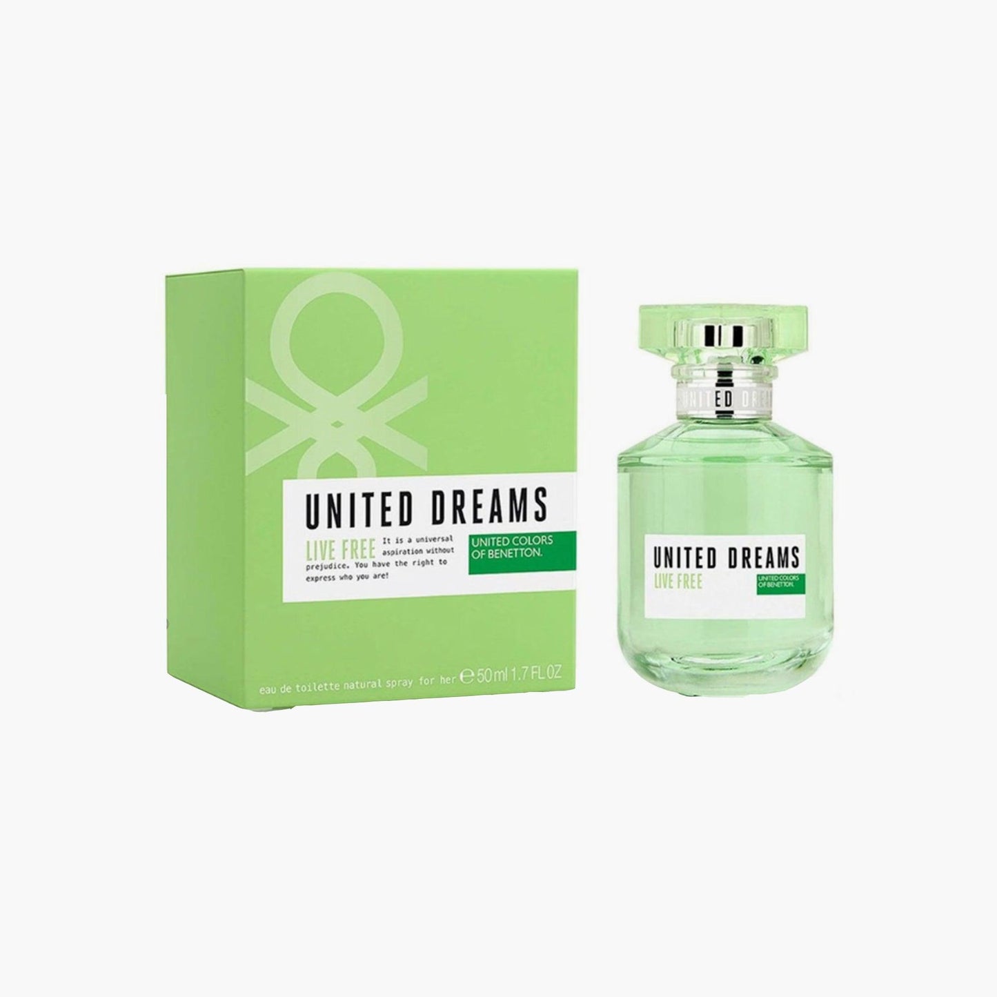 Benetton United Dreams Live Free Eau de Toilette 80ml Bottle and Box