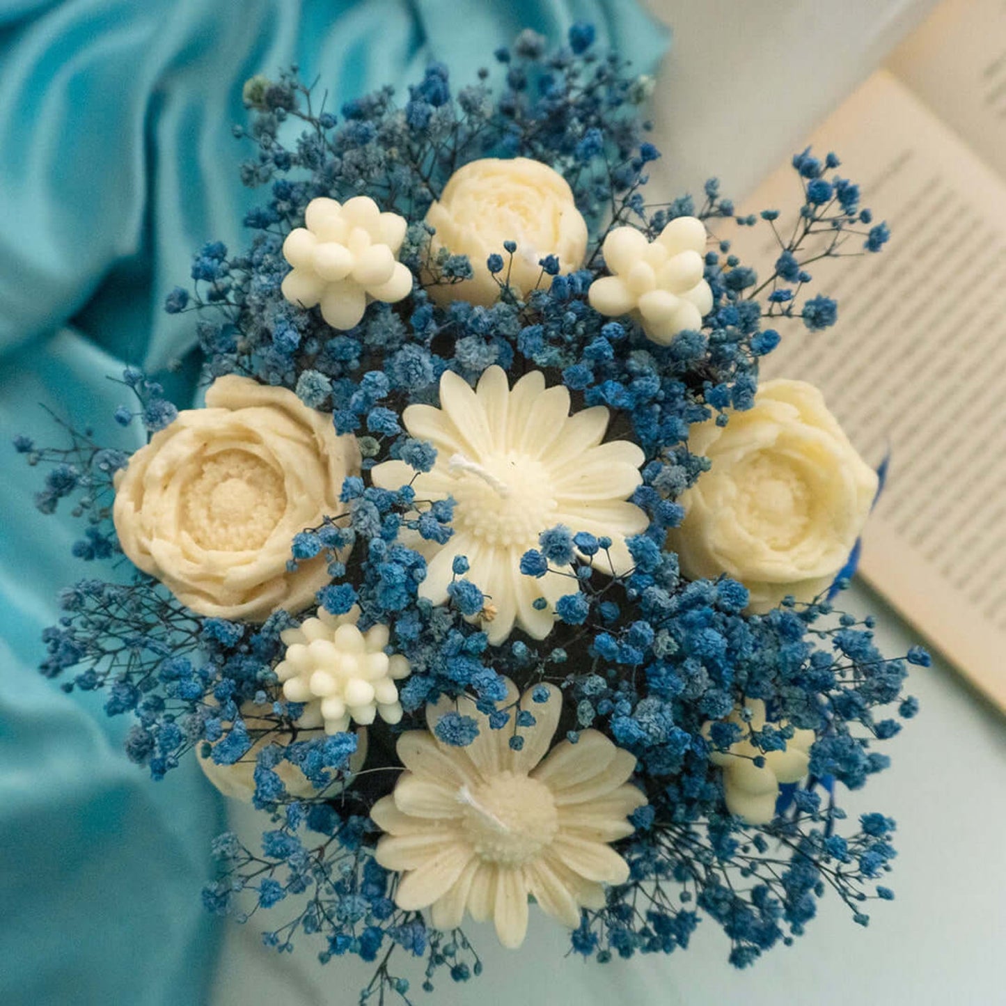 Candle Wick Store Blue Serenity Bouqet Grey Base Only Available in Karachi Bottle and Packaging