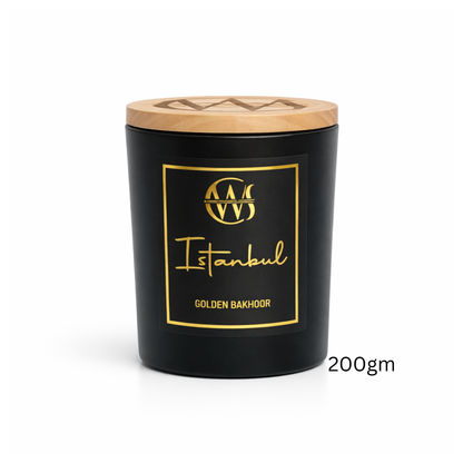 Candle Wick Store Istanbul Candle with Golden Bakhoor Scent Side View