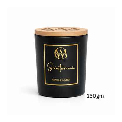 Candle Wick Store Santorini Candle with a Roasted Vanilla Sunset Scent Fragrance Notes and Details
