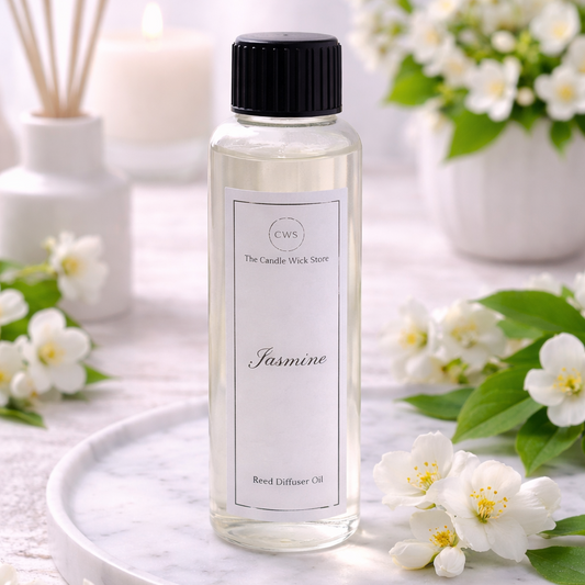 Candle Wick Store Jasmine Reed Diffuser Refill Oil 120ml Bottle and Packaging