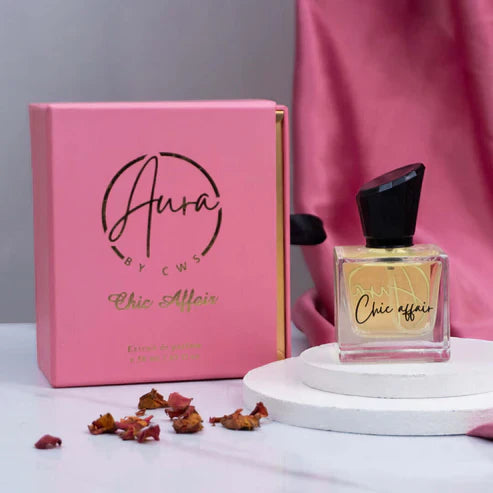 Candle Wick Store Aura Chic Affair Extrait De Parfum For Women 50ml Bottle and Packaging