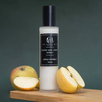 Candle Wick Store Room & Linen Apple Crumble Spray 120ml Bottle and Packaging