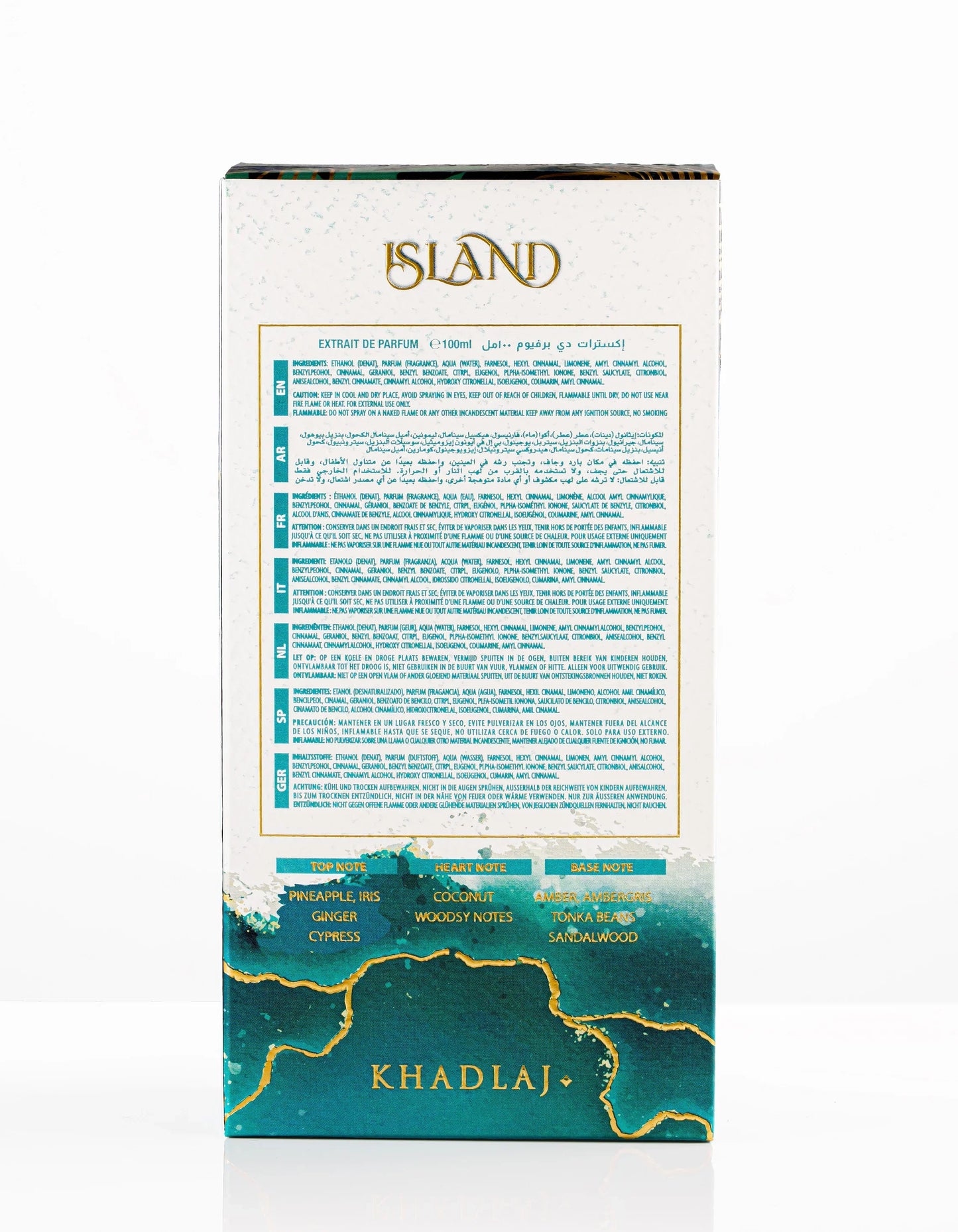 Khadlaj Island Extrait De Parfum Unisex 100ml Fragrance Notes and Details
