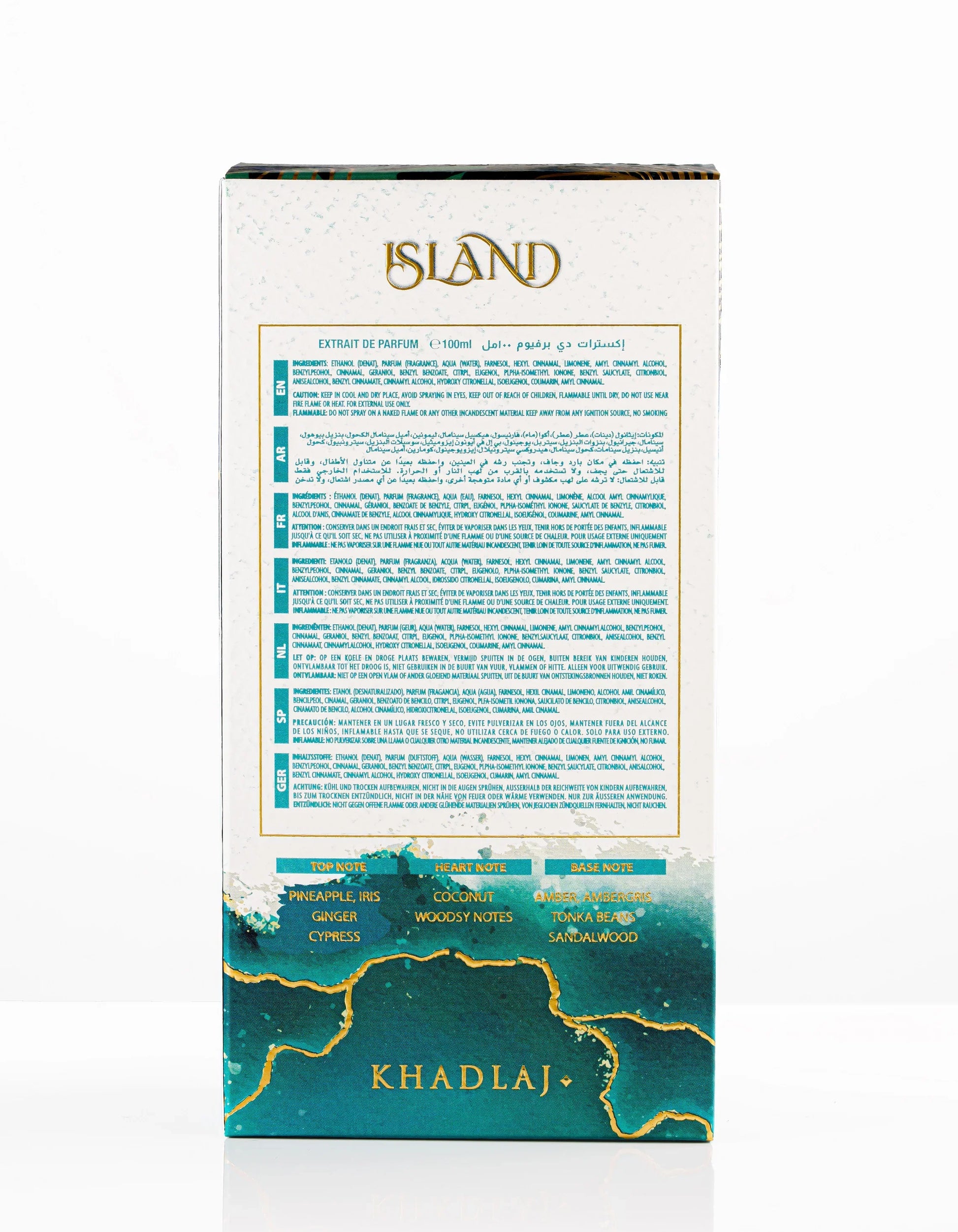 Khadlaj Island Extrait De Parfum Unisex 100ml Fragrance Notes and Details