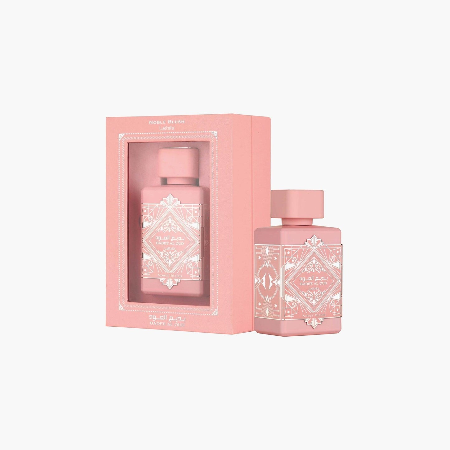 Lattafa Badee Al Oud Noble Blush Eau de Parfum 100ml Bottle and Box