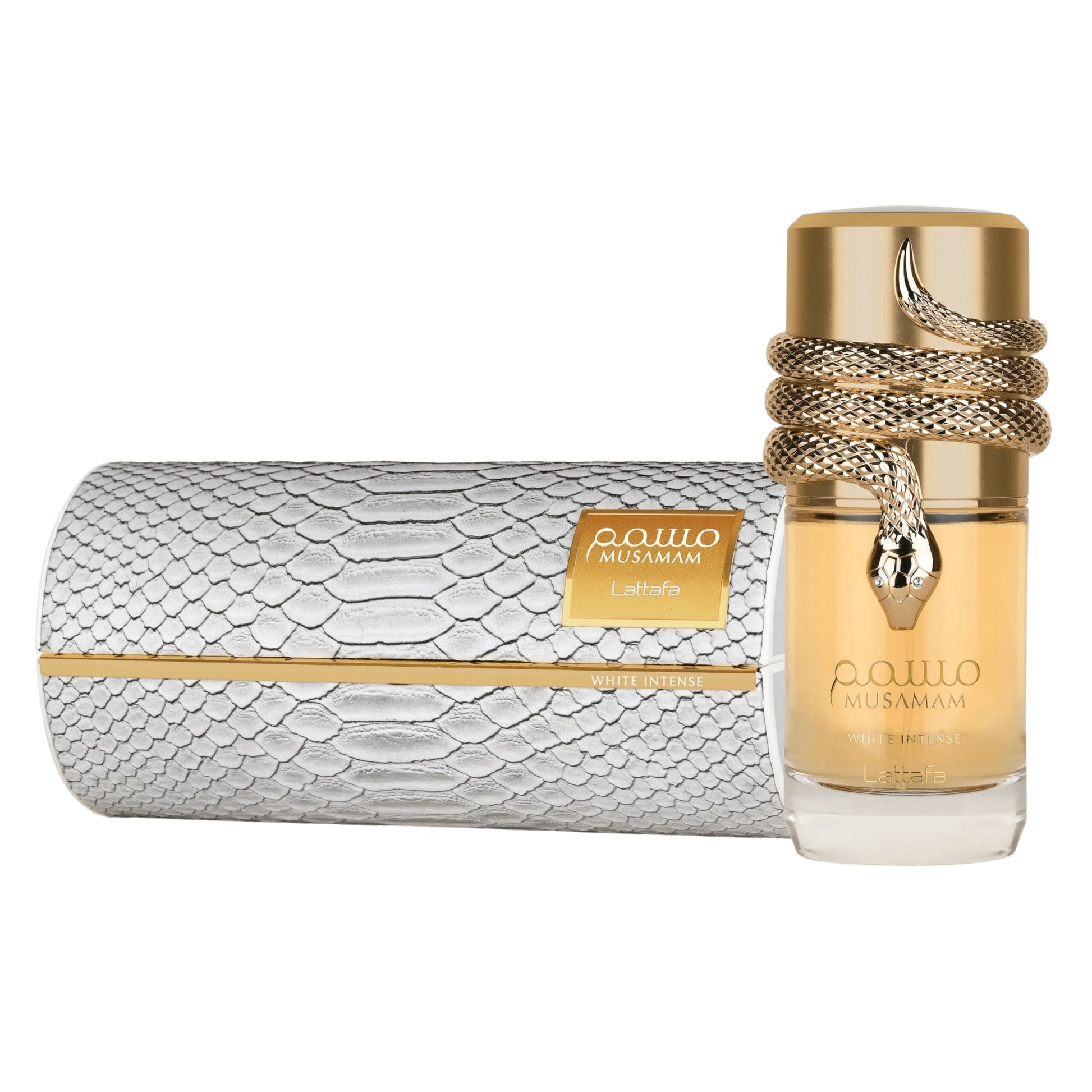 Lattafa Perfumes Lattafa Musamam White Intense Eau De Parfum Unisex 100ml Bottle and Packaging