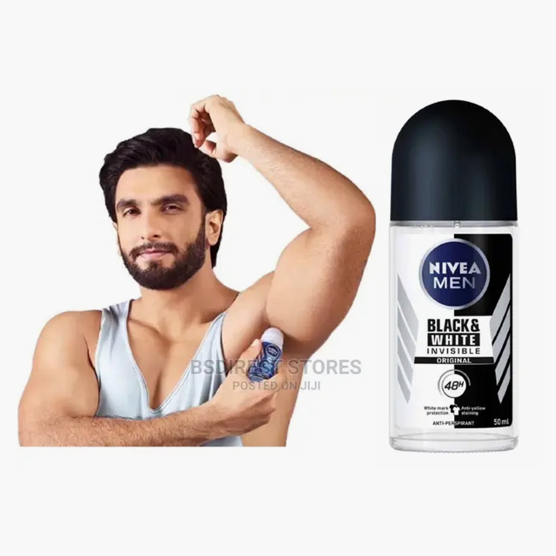 Nivea Men 48H Black & White Invisible Original Anti-Perspirant Roll On 50ml Order Now