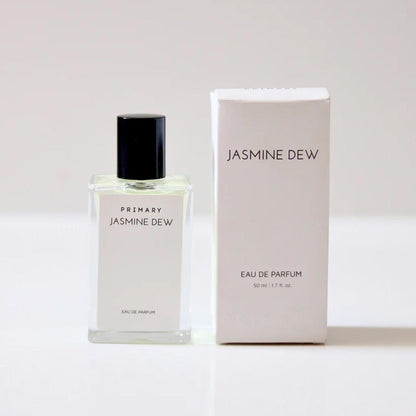 Primary Jasmine Dew Eau De Parfum 50ml bottle with matching white box on a clean white background