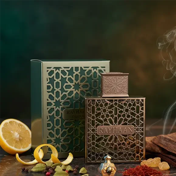 Rayhaan Perfumes Rayhaan Terra Eau De Parfum For Men 100ml Bottle and Packaging