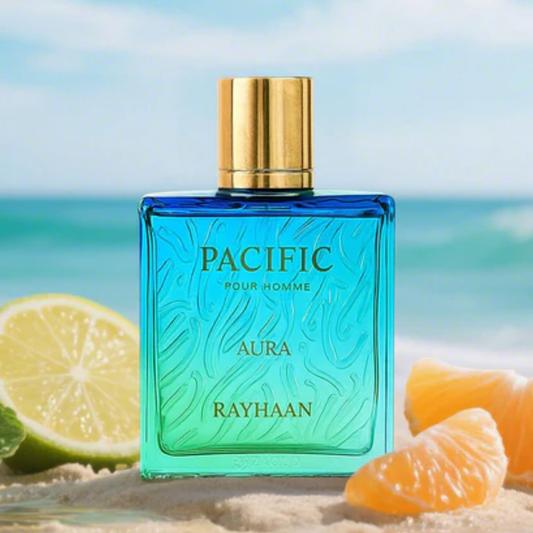 Rayhaan Perfumes Rayhaan Pacific Aura Eau De Parfum For Men 100ml Bottle and Packaging