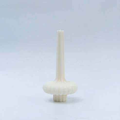 Candle Wick Store Ribbed Taper Pillar Candle Close-Up View