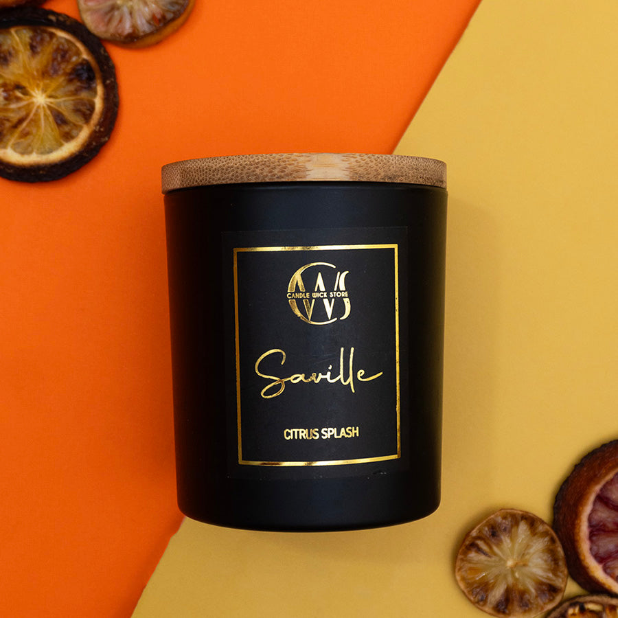 Candle Wick Store Saville Candle With Citrus Splash Scent Back View