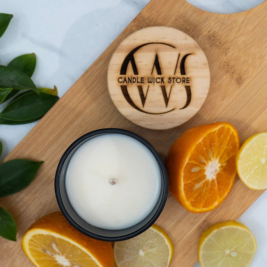 Candle Wick Store Saville Candle With Citrus Splash Scent Side View