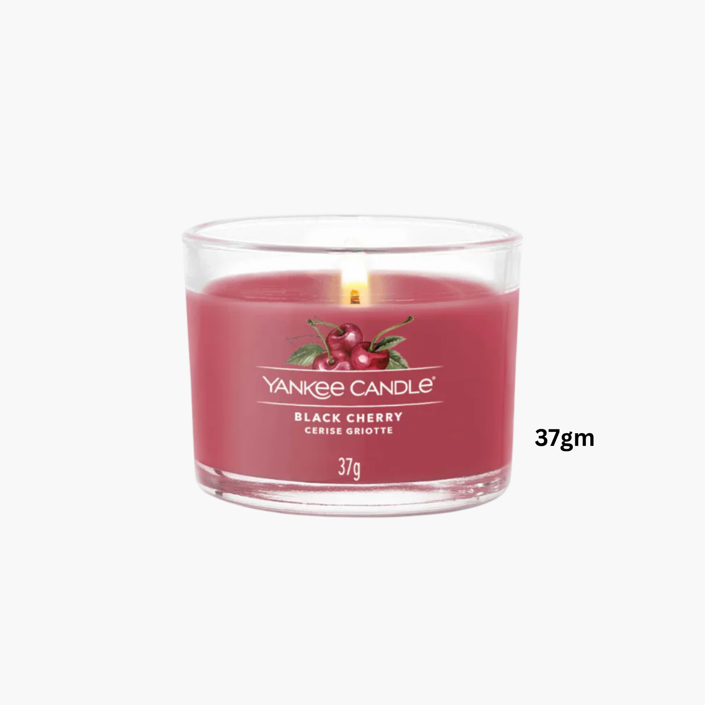 Yankee Candles Yankee Black Cherry Scented Candle Bottle and Packaging
