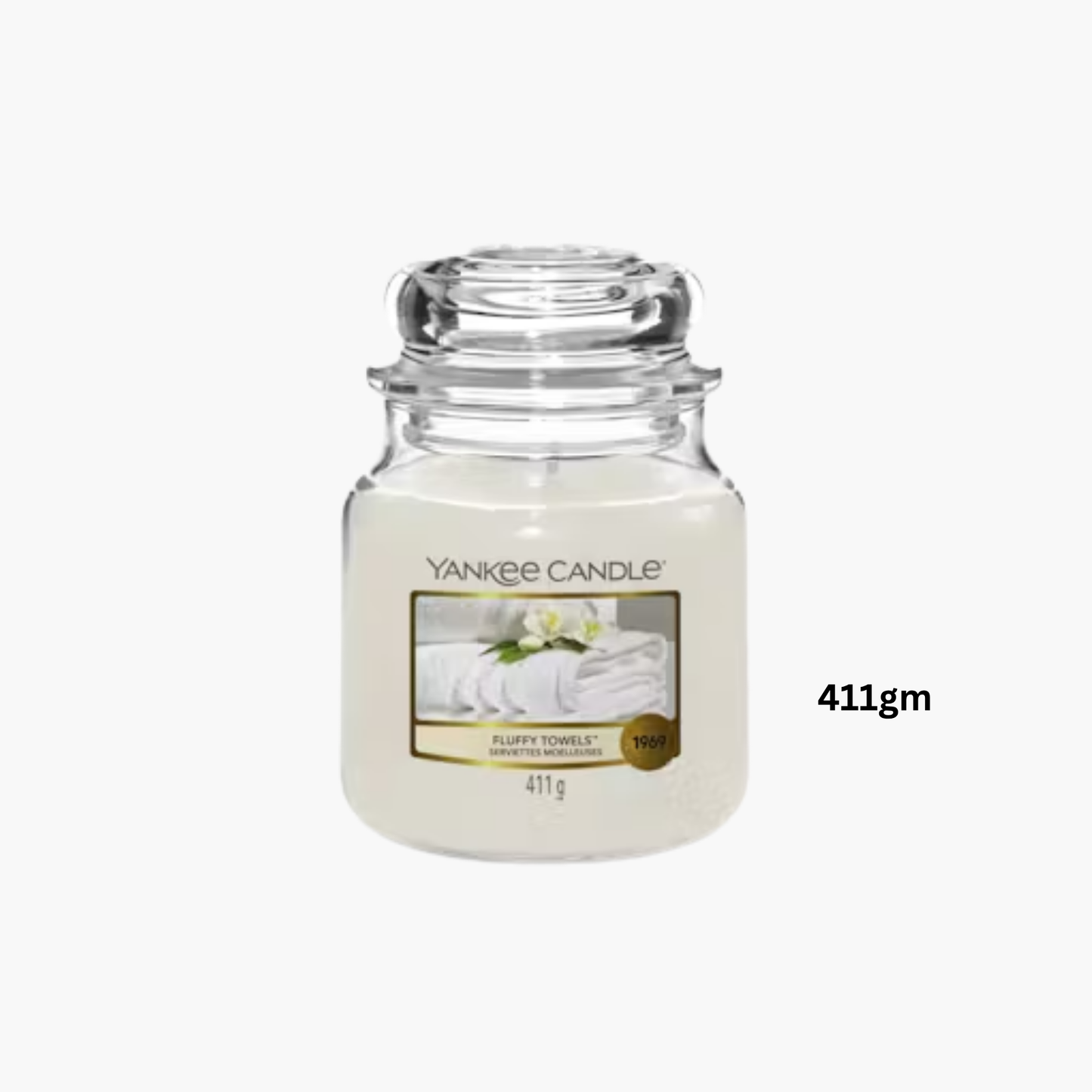 Yankee Candles Yankee Fluffy Towels Scented Candle Bottle and Packaging